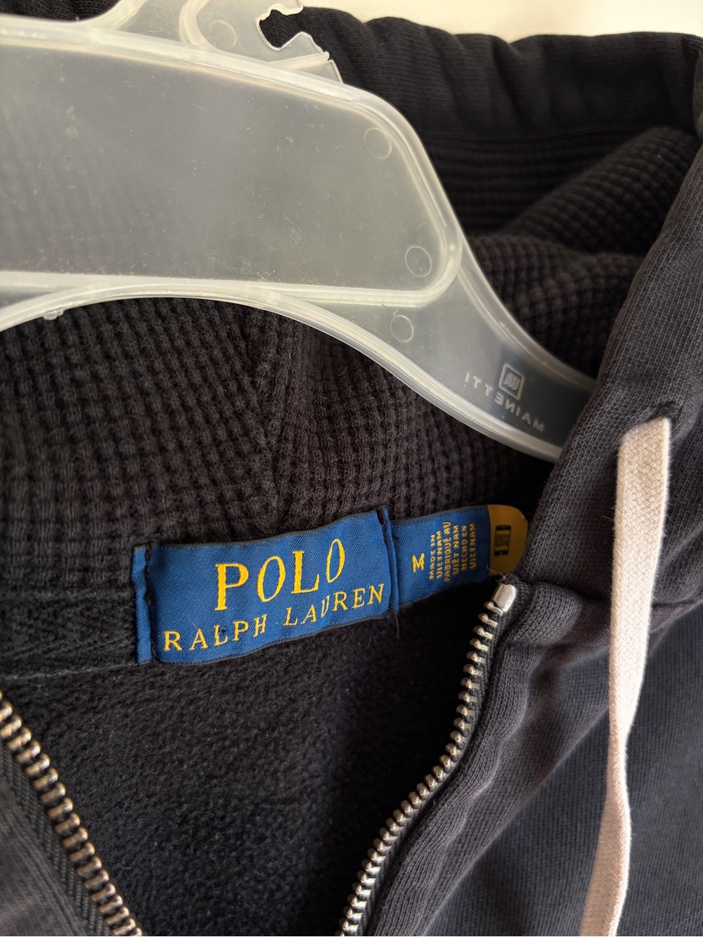 Ralph Lauren Black Zip Hoodie with White Drawstrings - Picture 3 of 6